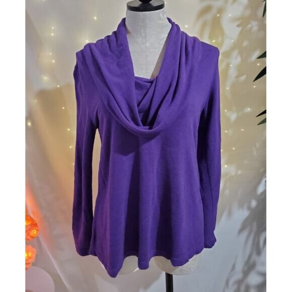 Fresh Produce Cowl Neck Purple Long Sleeve Knit Pullover Sweater Womens Size XS - Picture 1 of 9